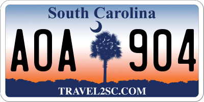 SC license plate AOA904