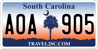 SC license plate AOA905