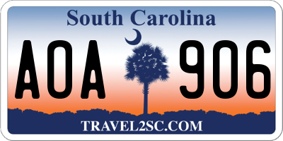 SC license plate AOA906