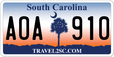 SC license plate AOA910