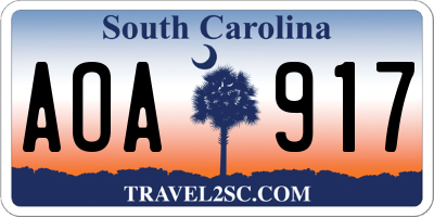 SC license plate AOA917
