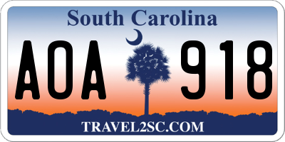 SC license plate AOA918