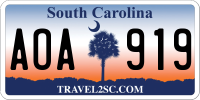 SC license plate AOA919