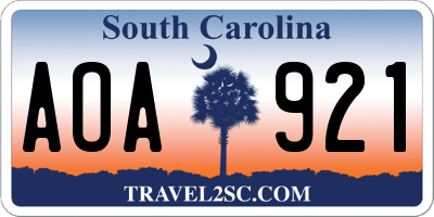 SC license plate AOA921