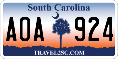 SC license plate AOA924