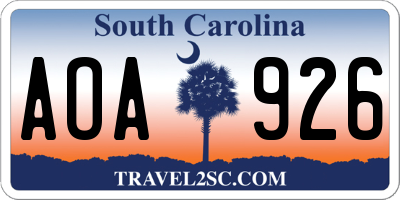 SC license plate AOA926