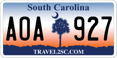 SC license plate AOA927