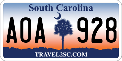 SC license plate AOA928