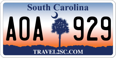 SC license plate AOA929