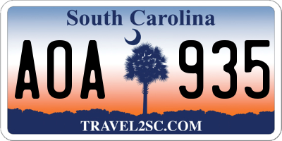 SC license plate AOA935
