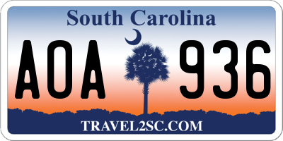 SC license plate AOA936