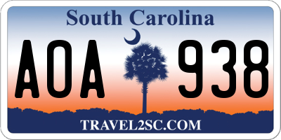 SC license plate AOA938