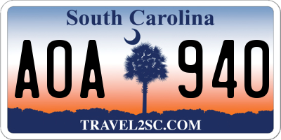 SC license plate AOA940