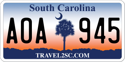 SC license plate AOA945