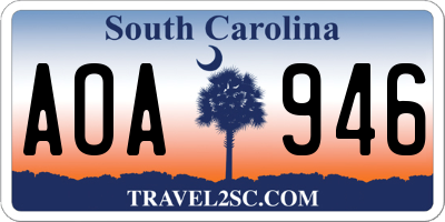 SC license plate AOA946