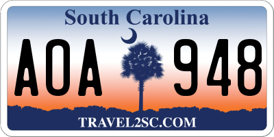SC license plate AOA948