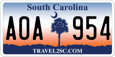 SC license plate AOA954