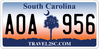 SC license plate AOA956