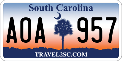 SC license plate AOA957