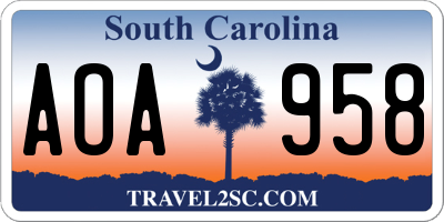 SC license plate AOA958