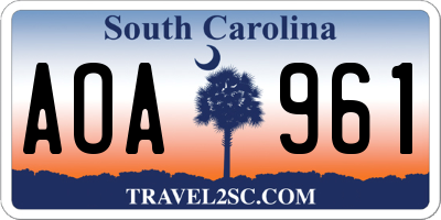 SC license plate AOA961