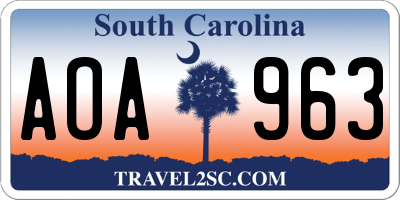 SC license plate AOA963