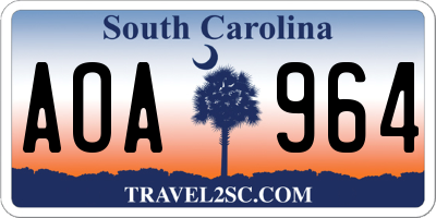 SC license plate AOA964