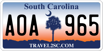 SC license plate AOA965