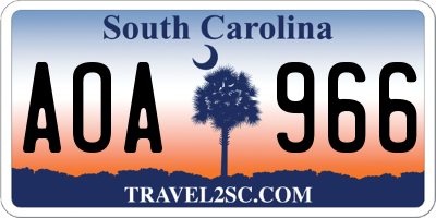 SC license plate AOA966