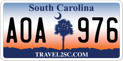 SC license plate AOA976