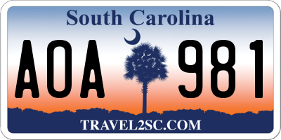 SC license plate AOA981