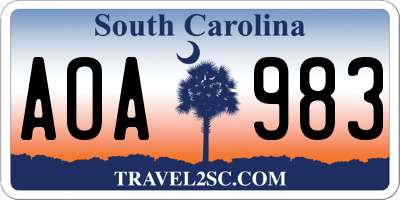 SC license plate AOA983