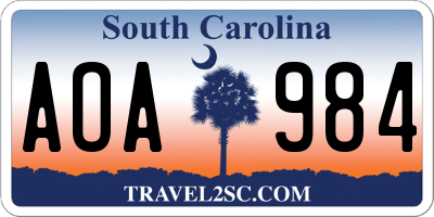 SC license plate AOA984
