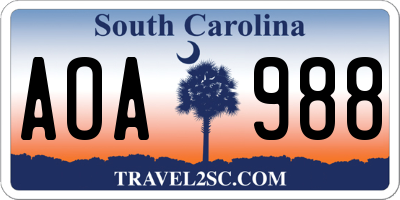 SC license plate AOA988