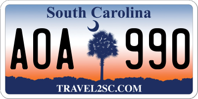 SC license plate AOA990