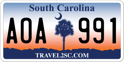 SC license plate AOA991