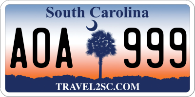 SC license plate AOA999