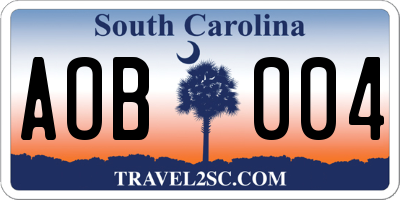 SC license plate AOB004