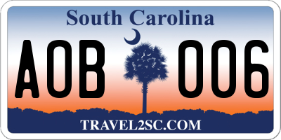 SC license plate AOB006