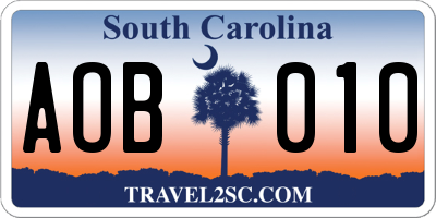 SC license plate AOB010