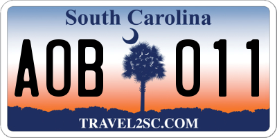SC license plate AOB011