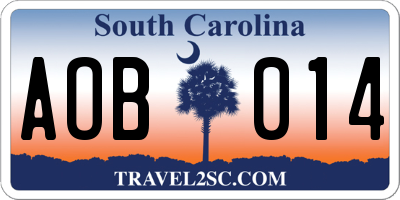 SC license plate AOB014