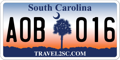 SC license plate AOB016
