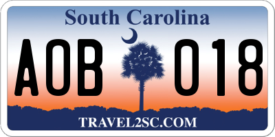 SC license plate AOB018
