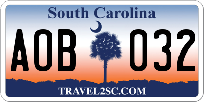 SC license plate AOB032