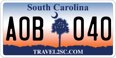 SC license plate AOB040