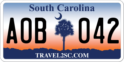 SC license plate AOB042