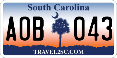 SC license plate AOB043