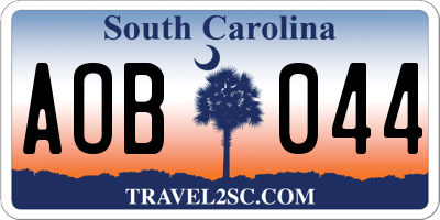 SC license plate AOB044