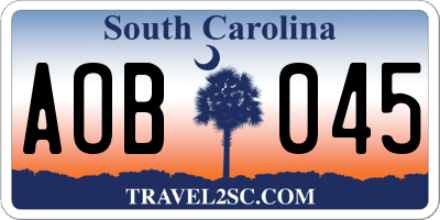 SC license plate AOB045